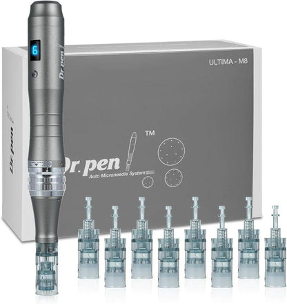 Dr. Pen M8 Wireless Microneedling Pen Kit - Includes 15 Pcs Cartridges for Professional Skin Rejuvenation and Enhanced Treatment Results