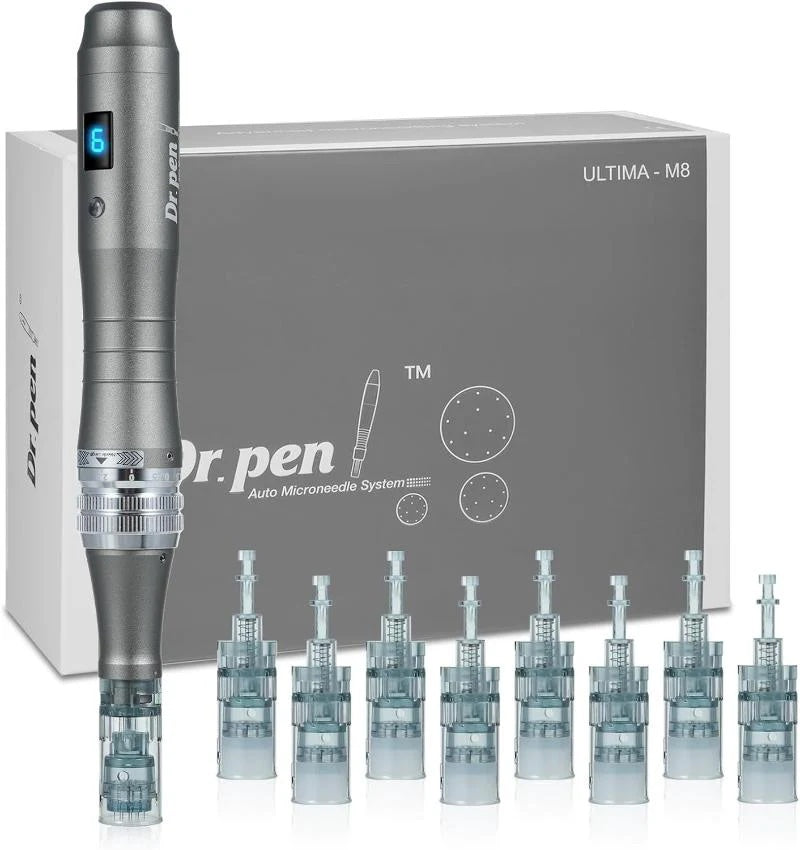 Dr. Pen M8 Wireless Microneedling Pen Kit - Includes 10 Cartridges for Professional Skin Care