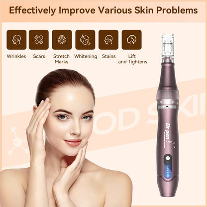 Dr. Pen A10 Professional Wireless Microneedling Pen - Includes 10 Replacement Cartridges for Skin Care